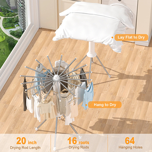 4-Legged Clothes Drying Rack Foldable Outdoor Collapsible Drying Rack Clothing Portable <strong>Laundry</strong> Drying Rack with 4 <strong>Pulleys</strong> - Product Image 4