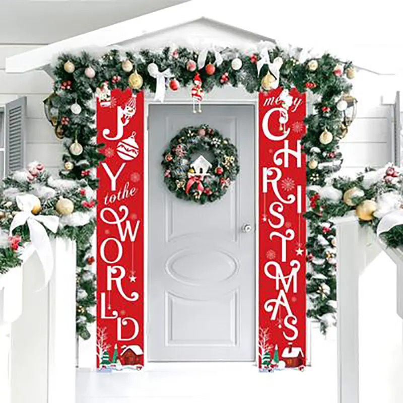 Cartel navideño para porche, pancarta colgante de Feliz Navidad para decoración de pared de porche interior y exterior