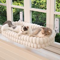 Hamac pliable rectangulaire pour chat, lit à ventouse pour fenêtre, fausse fourrure de lapin, peluche épaisse rembourrée de coton, lit pour animaux de compagnie chaud toutes saisons