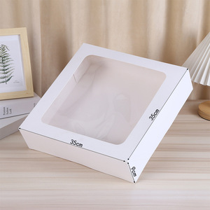 Imee hộp bánh vuông màu trắng cửa sổ rõ ràng <span class=keywords><strong>8</strong></span> 10 12 14 inch hộp giấy bật lên dán sẵn cho Bánh Ngọt Bánh kẹo bánh quy - Product Image 4