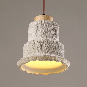 Wabi-sabi Style Creative Wooden Pendant <b>Light</b> Unique Cement Fixture for Bedroom Bedside <b>Dining</b> Room Bar/Tea Room Decor - Product Image 3