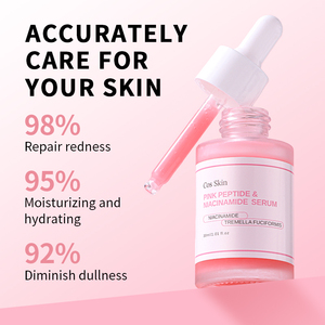 Toptan Cilt Bakımı Nemlendirici Parlatıcı Aloe Vera Çilekli Cilt Tonu Eşitleyici Pembe Peptit <span class=keywords><strong>Serum</strong></span> Yüz Serumu - Product Image 2