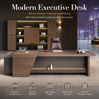Bureau de direction moderne, haut de gamme, durable et écologique en bois, avec tiroirs utilitaires et garantie de 3 ans, pour usage professionnel (CEO)