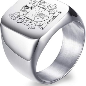 Custom Logo Signet <b>Rings</b> for <b>Men</b> Personalized Stainless Steel Fashion Jewelry Gold Black <b>Silver</b> Plated Engraved <b>Ring</b> Wholesale - Product Image 3