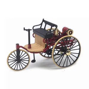 New Diecast Liga 1/12 Três Rodas Veículo Modelo de Carro Vintage Tricar Miniatura Coleção Exibição Estática Lembrança Presente Brinquedo Menino