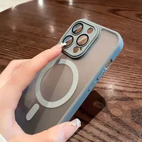 Coque de téléphone de luxe mate pour 11/12/13/14/15/16/17 Pro Max Plus, protection de l'objectif, logo, antichoc, anti-traces de doigts