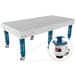 Banco de soldadura con ruedas SteelMax INOX GPPH 2,4x1,2 MT 15mm de espesor, rejilla diagonal con agujeros de 28mm - Product Image 1