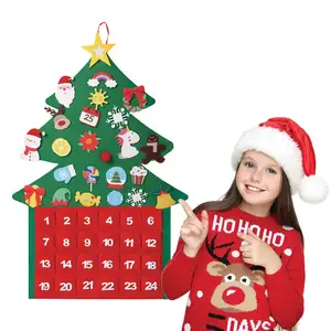 毛毡圣诞树幼儿降临日历2023圣诞倒计时日历圣诞工艺品儿童墙壁装饰