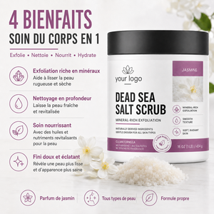 Exfoliante Corporal Premium de Belleza Natural, Suave e Hidratante para Piel Seca, Suaviza la Piel, Apto para Todo Tipo de Piel, ODM/OEM, con Jazmín y Sal del Mar Muerto - Product Image 2