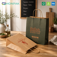 Sac en papier kraft personnalisé HONPAK avec poignée Euro Tote pour l'emballage de produits alimentaires de restaurant