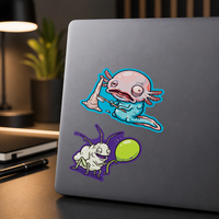 Autocollant décoratif en vinyle découpé sur mesure, imperméable, auto-adhésif, motif animal mignon et amusant, poisson moche de dessin animé, pour ordinateur portable