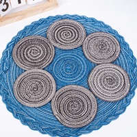 Tapis de cuisine et sets de table ronds en polyester-coton de haute qualité, isolants thermiques, diamètre 38 cm, lavables, résistants à la chaleur et antidérapants