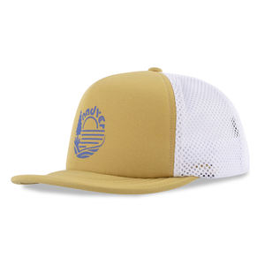 Gorra de camionero de espuma de ala plana con logotipo de impresión personalizado de 5 paneles cómoda al por mayor con correa de nailon ajustable sombrero con hebilla de plástico - Product Image 1