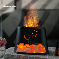 Diffuseur d'huiles essentielles Aromacare avec logo personnalisé, pierre de sel de cristal ultrasonique, simulation de flamme 3D