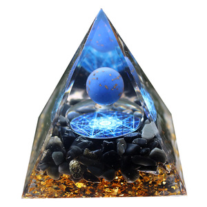 คริสตัลชิปพีระมิดเรซิ่นอีพ็อกซี่งานฝีมือประดับตกแต่งโต๊ะทำงาน ออบซิเดียน 6 จุด แกะสลักภายใน ของตกแต่งบ้าน ของสะสม ของขวัญ - Product Image 3