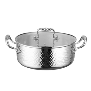 Nồi lẩu inox AISI 18-10 cao cấp, hai quai cầm, nắp kính, chống dính, an toàn với máy rửa chén - Product Image 1