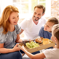 SINCERE Vente Chaude Rectangle Plateau De Service Alimentaire En Bois avec Poignée Plateau Multi-Usage Plateau De Service En Bambou Plateaux De Service Alimentaire