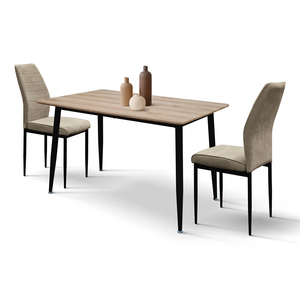 Eleonora Fixed <b>Dining</b> <b>Table</b> Rustic Oak Melamine Top Metal Base Internal Use - Product Image 2