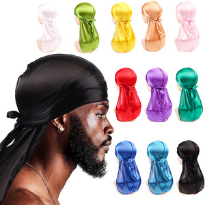 Chapeau tortue à bandage hip-hop à haute élasticité pour hommes Chapeau de pirate en soie Durag Cape longue queue en toile de polyester - Product Image 1