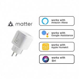 Matter 16A <span class=keywords><strong>Homekit</strong></span> Smart App Télécommande EU Socket Plug Over Wifi avec Alexa et Google Home Fabriqué en verre et en plastique - Product Image 2