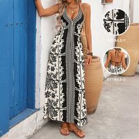 Robe longue bohème à bretelles YZ Printemps-Été 2026 pour les vacances