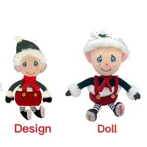 ที่กำหนดเองคริสต์มาสตุ๊กตาเอลฟ์ยัดไส้สัตว์ของเล่นตุ๊กตาผู้ผลิตของเล่น