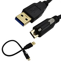 Cable de Carga y Datos USB 3.0 a USB Tipo C Macho en Ángulo Descendente a la Derecha de 90 Grados con Bloqueo de Tornillo, Personalizado y de Carga Rápida
