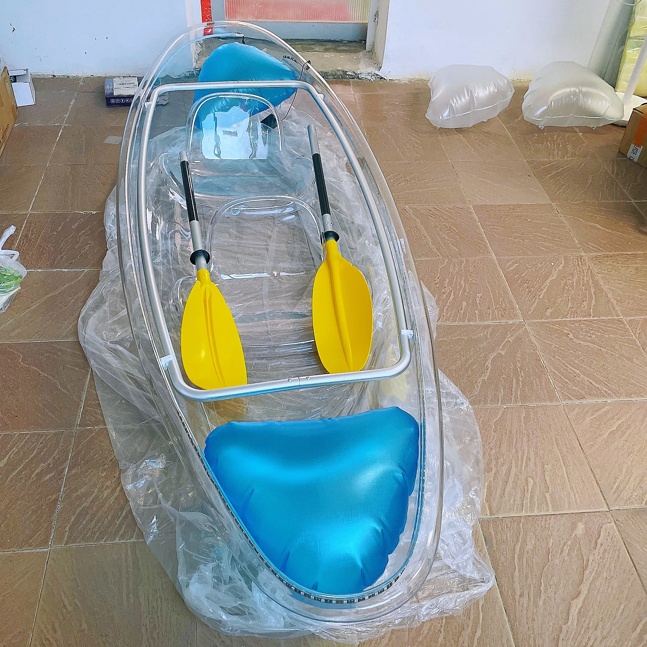 Kayak de canoë transparent en Polycarbonate, Kayak transparent pour 1 personne, bateau de tourisme dans les endroits scéniques, ramer à la main