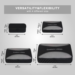 Cubes de rangement pliables pour bagages de voyage personnalisés en couleur noire, ensemble de 6 pièces, organisateur de vêtements en maille avec logo - Product Image 6