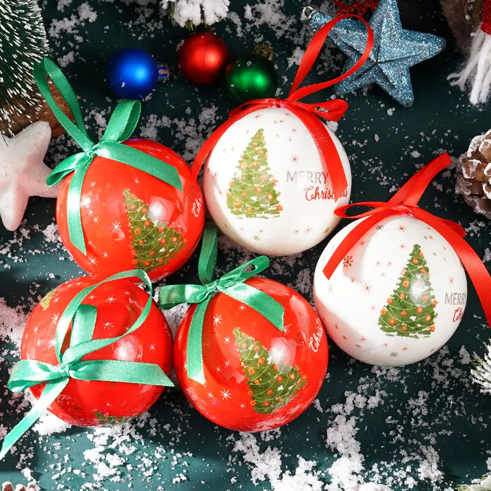 Bola de Navidad pintada personalizada 2024 adornos bolas de espuma de Navidad al por mayor hechas a mano para la decoración del árbol de Navidad