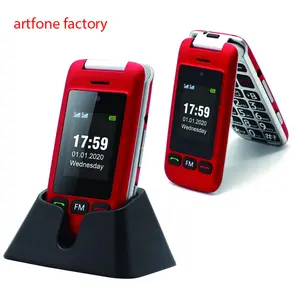 artfone制造商手机工厂artfone C10样品红色双液晶翻盖老年人手机