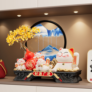 Figura Decorativa de Gato de la Suerte con Árbol del Dinero, con Movimiento Automático, para Decoración de Oficina o Recepción, Ideal para Regalo - Product Image 2