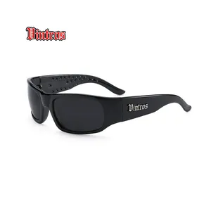 VINTROS LOCS Streetwear Black Shades Custom Logo Vintage Retro Wrap Sport Sunglasses Men Women 2023 UV400
