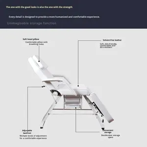 Luxurious Black <strong>White</strong> Adjustable Leg Beauty Massage <strong>Chair</strong> Foldable Tattoo Barber Bed <strong>Chair</strong> for Facial Therapy Eyelash Cheap - Product Image 4