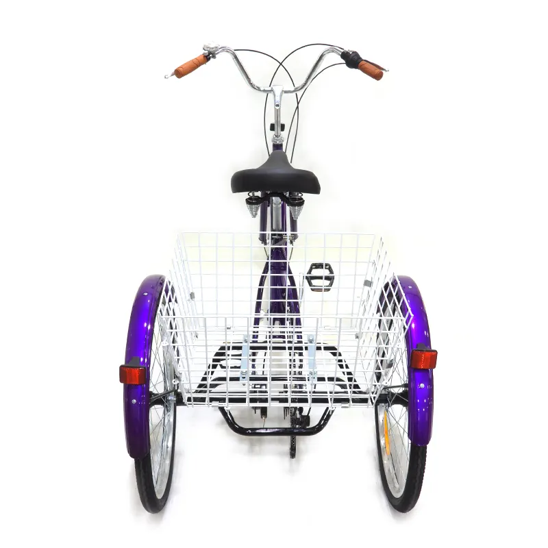 Sıcak satış 24 inç yetişkin çelik çerçeve 7 hız üç tekerlekli bisiklet 3 tekerlekli bisiklet kargo ile Trike Rickshaw pedalı üç tekerlekli bisiklet büyük sepet
