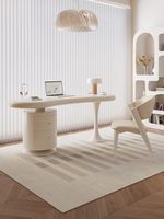 Bureau d'ordinateur en bois massif de style français, couleur crème, avec rangement, design pour petit espace, bureau à domicile, bureau de consultation de luxe léger