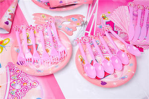 Vaisselle pour fête d'anniversaire fille en gros thème <span class=keywords><strong>princesse</strong></span> rose Vaisselle pour fête d'anniversaire Décorations <span class=keywords><strong>de</strong></span> <span class=keywords><strong>table</strong></span> - Product Image 5