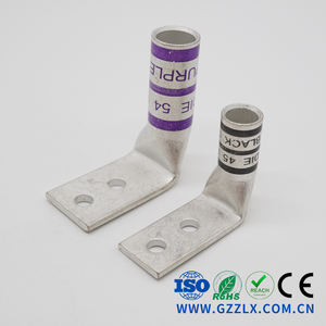 कॉपर केबल लुग भारी ड्यूटी लंबी बैरल 1/4 ट्विन होल 6 वाग 90 कोण टिन प्लेटेड कोड संपीड़न टर्मिनल - Product Image 2