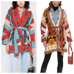 Maglia Jacquard lunga taglie forti con cardigan con nappine e cardigan da donna in lana Cashmere a maglia nuova per l'inverno 2025 - Product Image 5