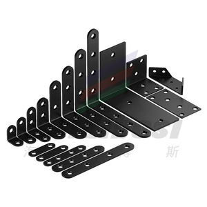 Support d'angle en acier inoxydable noir Kovalev, épaissi de 3 mm, robuste, connecteur en fer à angle droit pour meubles - Product Image 2