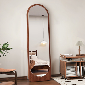 Miroir sur pied arqué pleine longueur avec cadre en bois de noyer pour salon, chambre, entrée, <span class=keywords><strong>d</strong></span>écoration intérieure, vente en gros - Product Image 1
