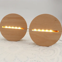 Socle de présentation en bois et résine avec LED USB, éclairage minimaliste pour chambre à coucher, effet laser 3D en cristal