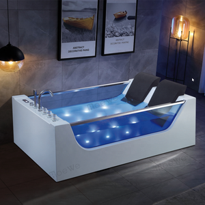 Fournisseur de baignoire de conception autoportante 1.8, baignoire d'hôtel de Massage Hydro pour deux personnes à Jet d'eau, bains à remous Spa avec lumières LED - Product Image 1