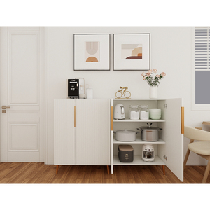 Modern White Sideboard Cabinet With Gold Handles <b>For</b> Kitchen Dining Room Furniture Organizer - Product Image 4