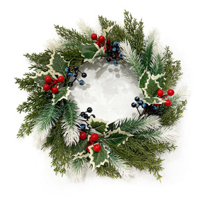 Couronne de Noël à fixer au mur, 5 pouces, avec baies rouges, décoration pour la maison et l'extérieur - Product Image 4