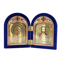 Vente directe usine : Icônes diptyques en bois peintes de rouge pour églises religieuses, décorations artisanales durables pour la maison