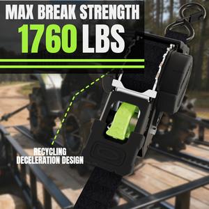 Sangle à cliquet en polyester de 1 pouce (25 mm) avec crochets doubles en J - Résistance à la rupture de 800 kg pour la fixation de cargaisons, véhicules tout-terrain, pick-up - Product Image 2