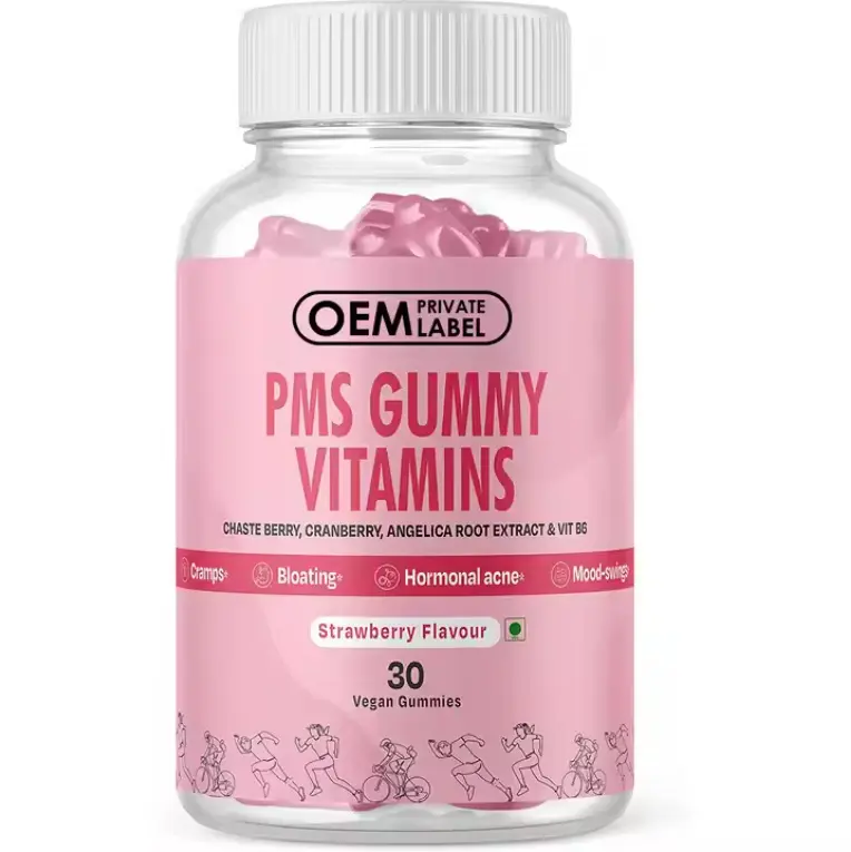 Biocaro OEM Private Label Hormone Balance Gummies With Vitamins Cranberry Angelica PMS Gummy For Relief Women's Menstrual Pain