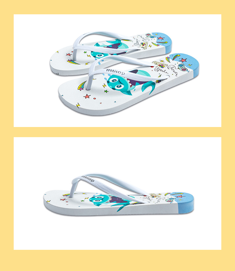 Cartoon Shark Flip-flops Slippers Women Summer Students Outdoor Sublimation Beach Slippers