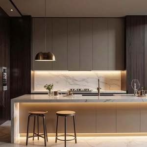 Muebles de Cocina Modernos Europeos, Tablero de Melamina Personalizado, Acrílico, Mármol, Listos para Armar, para Villas y Apartamentos - Product Image 6